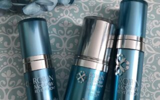 Robin McGraw Luxury Skincare products: eye cream, instant face shaper, Firming Neck & Decollete Cream, neversaydiebeauty.com