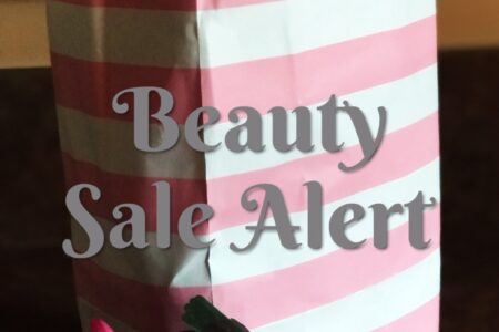 striped gift bag with Beauty Sale Alert