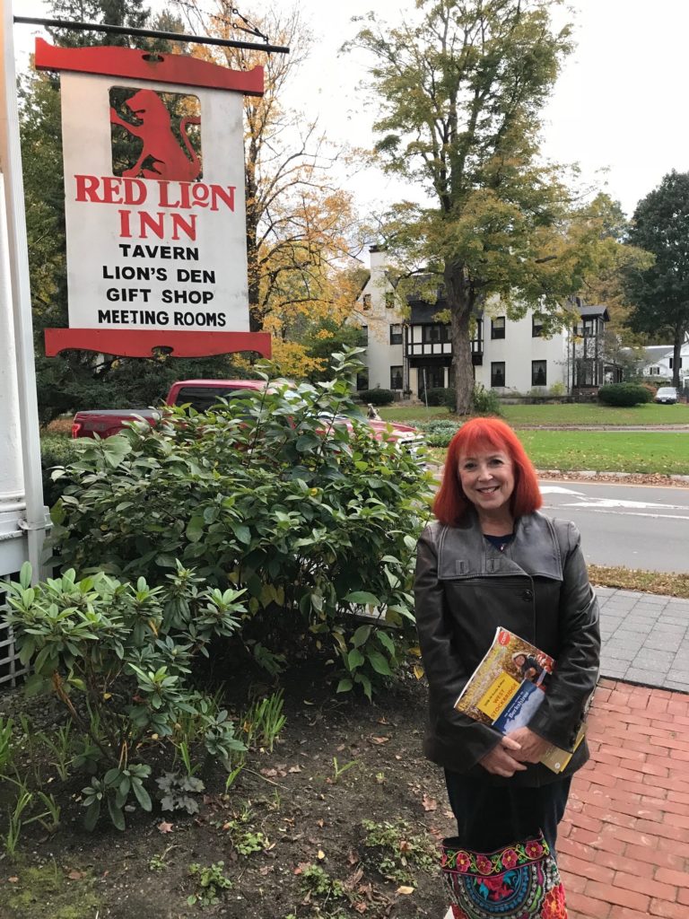 me in front of the Red Lion Inn, Stockbridge MA, neversaydiebeauty.com