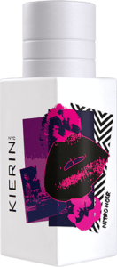 full size bottle of Kierin-NYC Nitro Noir, brightly colored logo on white background