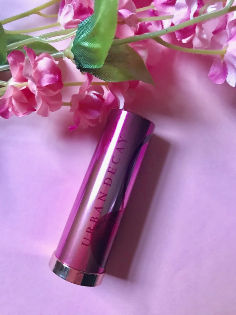 pink metallic metal lipstick case, Urban Decay Vice Lipstick Naked Cherry collection, neversaydiebeauty.com