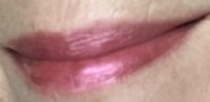lip swatch of berry pink Urban Decay Vice Lipstick, shade Devilish, looking darker, neversaydiebeauty.com