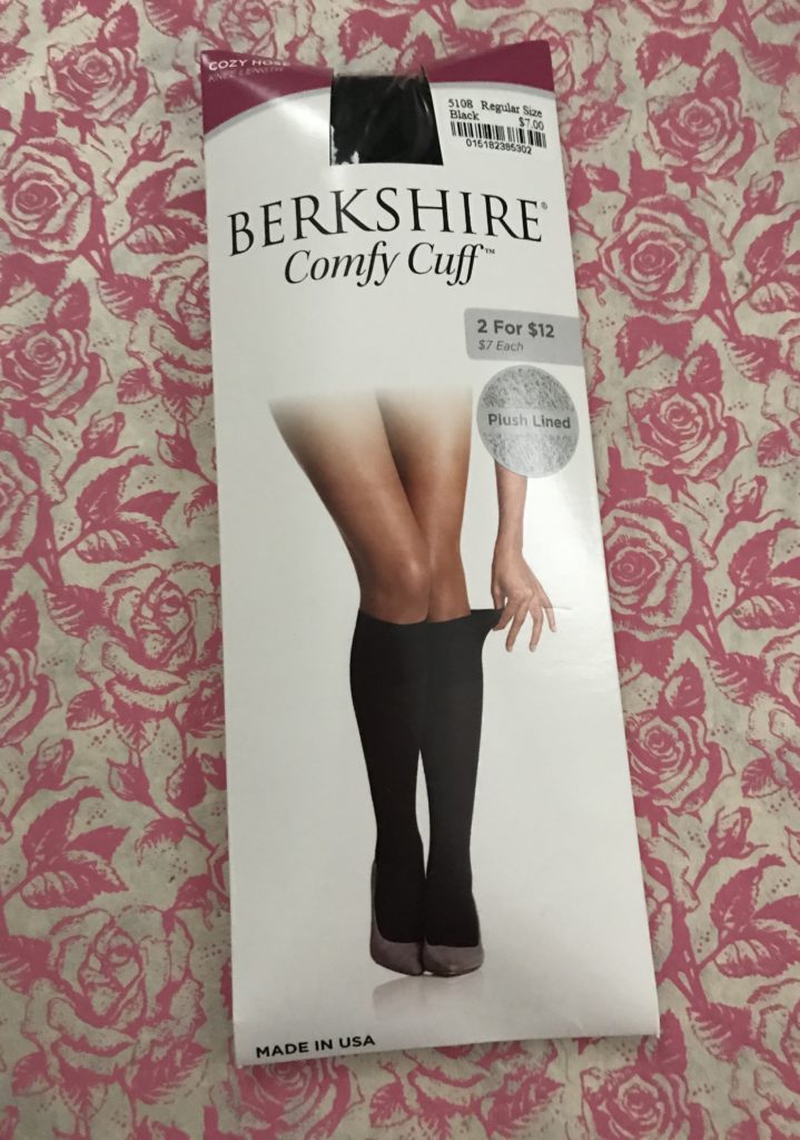 the packaging for Berkshire Comfy Cuff Knee-his, neversaydiebeauty.com