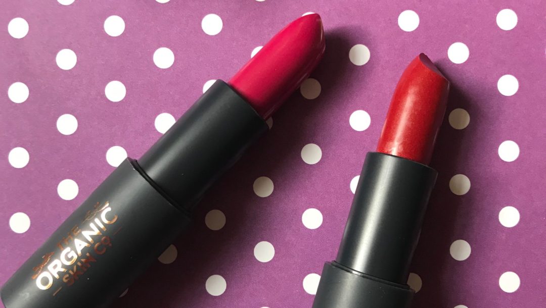 red lipsticks - Blossom and Flame from The Organic Skin Company, neversaydiebeauty.com