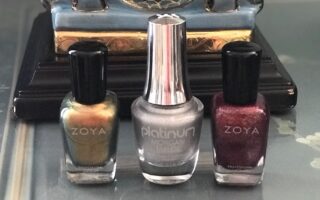 3 glitzy holiday nail polishes, Zoya Aggie & Teigen and Morgan Taylor Platinum Liquid Bling, neversaydiebeauty.com