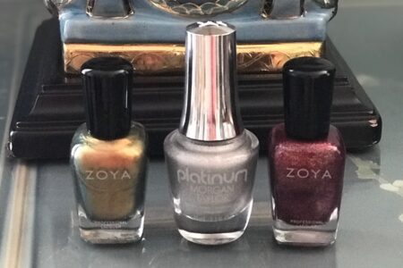 3 glitzy holiday nail polishes, Zoya Aggie & Teigen and Morgan Taylor Platinum Liquid Bling, neversaydiebeauty.com