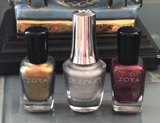 3 glitzy holiday nail polishes, Zoya Aggie & Teigen and Morgan Taylor Platinum Liquid Bling, neversaydiebeauty.com
