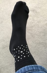 me wearing black socks with sparkles around the ankle from Target, neversaydiebeauty.com