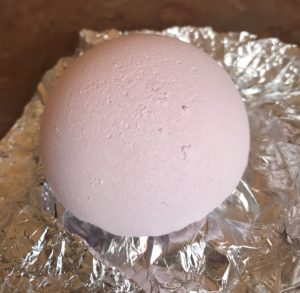 unwrapped pale pink Shower Bomb from Luxe by Mr. Bubble, neversaydiebeauty.com