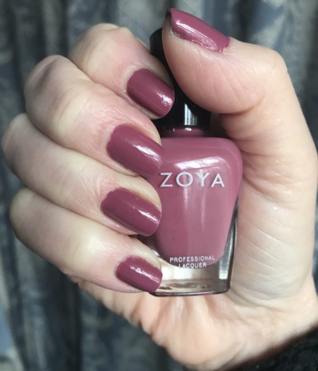 my nails wearing the raspberry rose cream nail polish, Ruthie, from Zoya, neversaydiebeauty.com