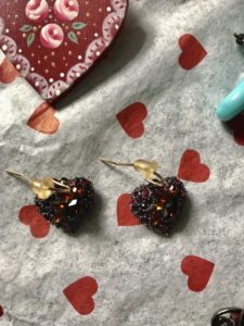 Alexis Bitter black and crystal heart shaped earrings, neversaydiebeauty.com
