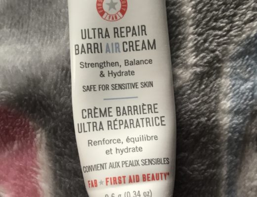travel size tube of First Aid Beauty Ultra Repair BarriAIR Cream that I used up, neversaydiebeauty.com