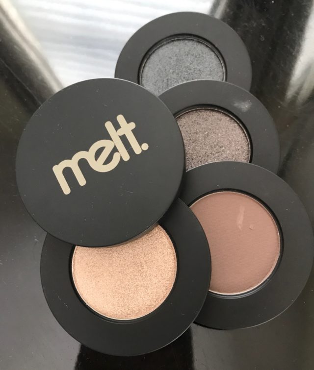 Melt Cosmetics Gun Metal eyeshadow stack open to show the shades, neversaydiebeauty.com