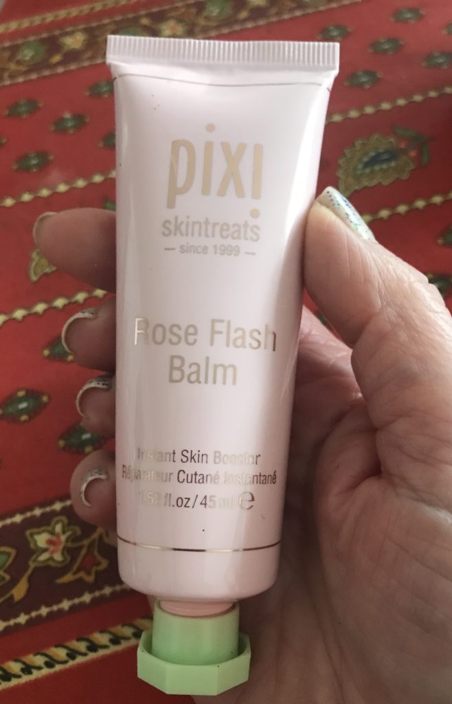 tube of Pixi Skintreats Rose Flash Balm, neversaydiebeauty.com