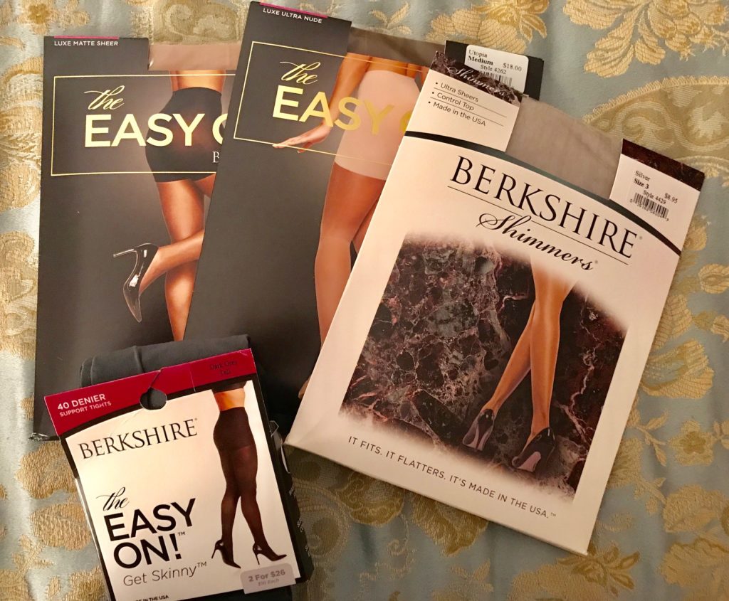 2 pairs of Berkshire Easy On stockings and shimmer stockings as well as Easy On grey tights, neversaydiebeauty.com