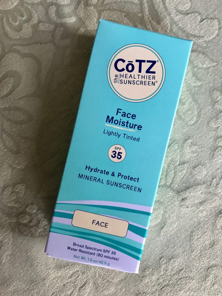 Cotz Lightly Tinted Face Moisture SPF 35 outer packaging, neversaydiebeauty.com