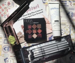 cosmetics in my March 219 Ipsy Glam Bag Plus out of their packaging, neversaydiebeauty.com
