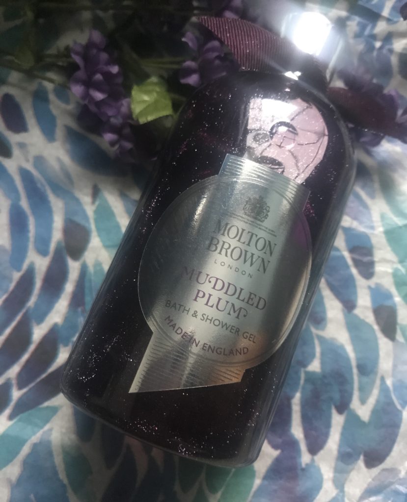 Molton Brown limited edition Muddled Plum Shower Gel, a deep purple gel with glitter for the holidays, neversaydiebeauty.com