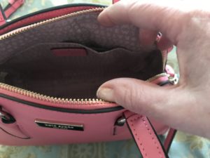 interior of my new Kate Spade Reiley satchel purse, neversaydiebeauty.com