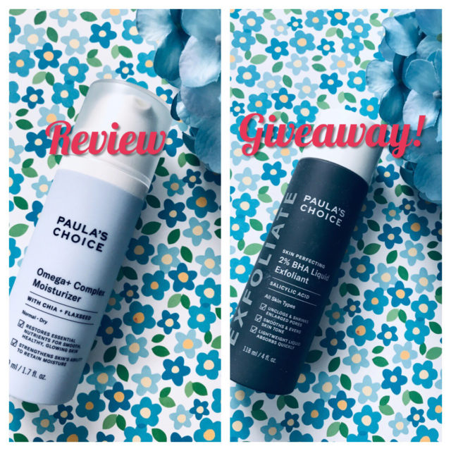 2 products from Paula's Choice: Omega+ Moisturizer reviewed and 2% BHA Liquid Exfoliant for giveaway, neversaydiebeauty.com