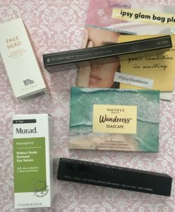makeup and skincare products in my Ipsy Glam Bag Plus for May 2019 in their outer boxes