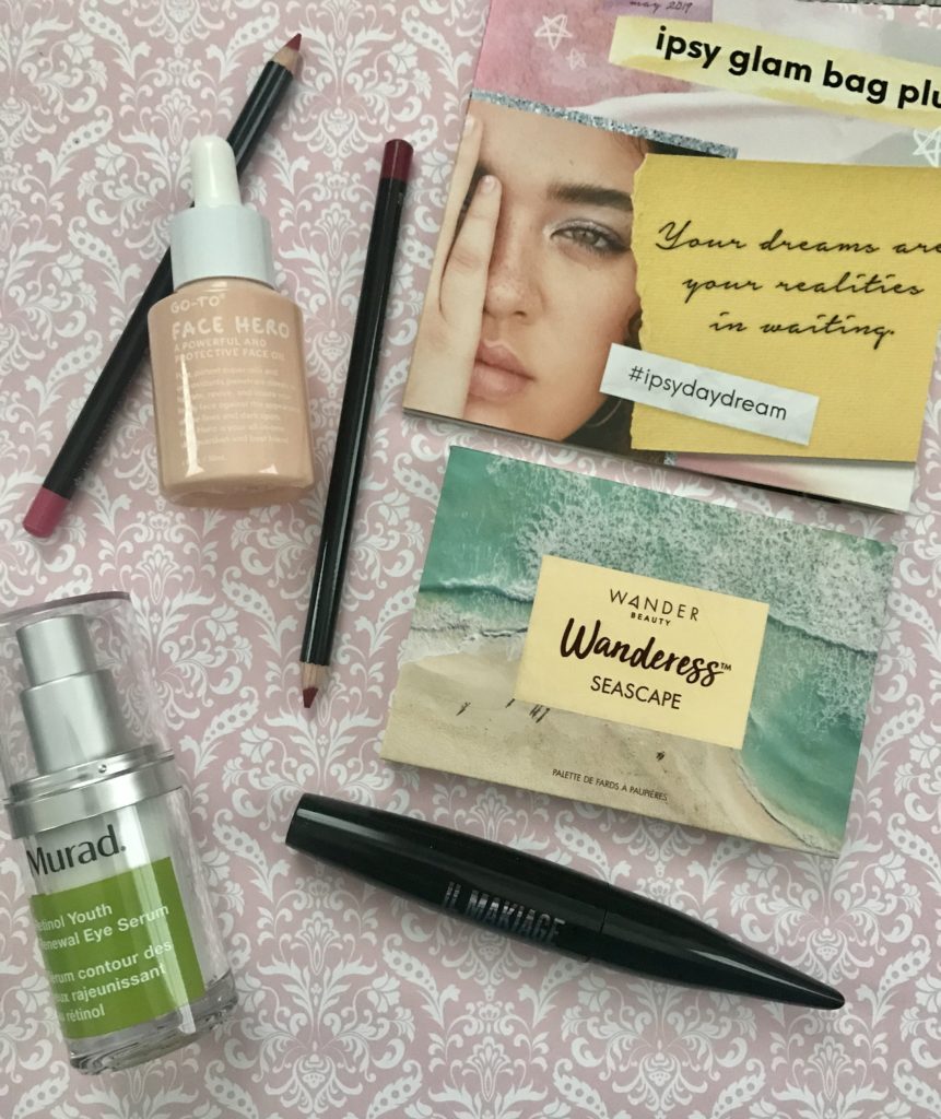 makeup and skincare products that I got in my Ipsy Glam Bag Plus May 2019