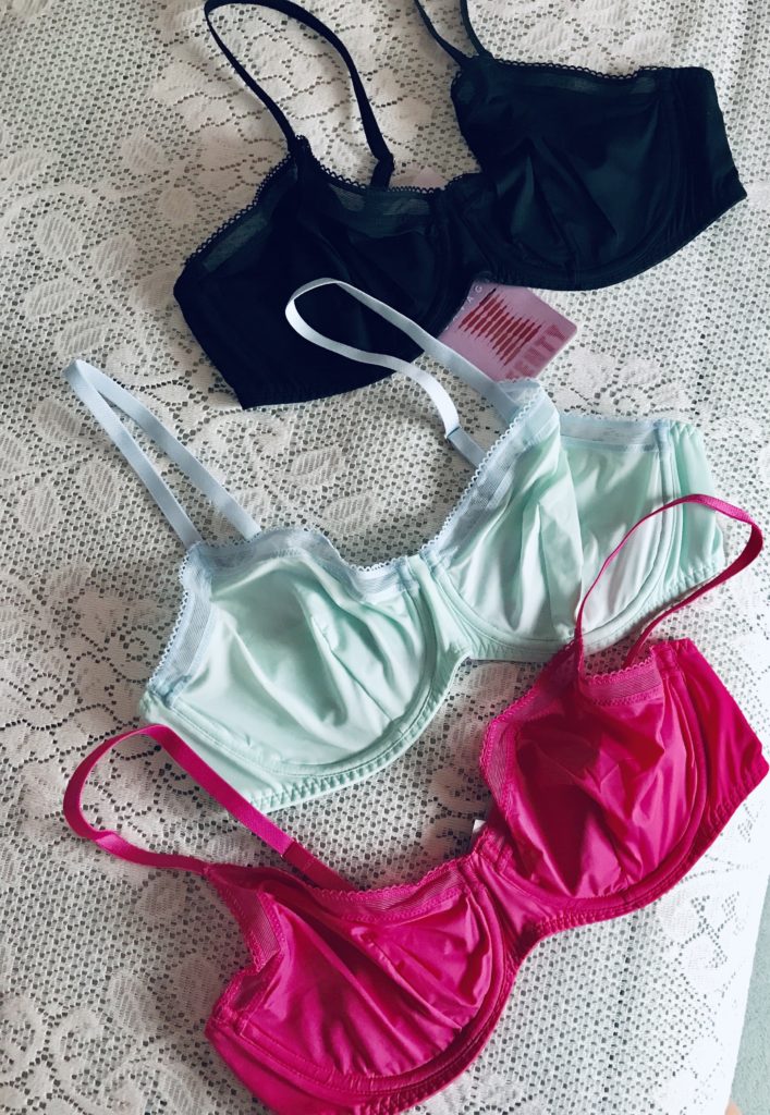 3 Savage x Fenty Unlined Microfiber Demi Cup bras in black, seafoam and hot pink, neversaydiebeauty.com