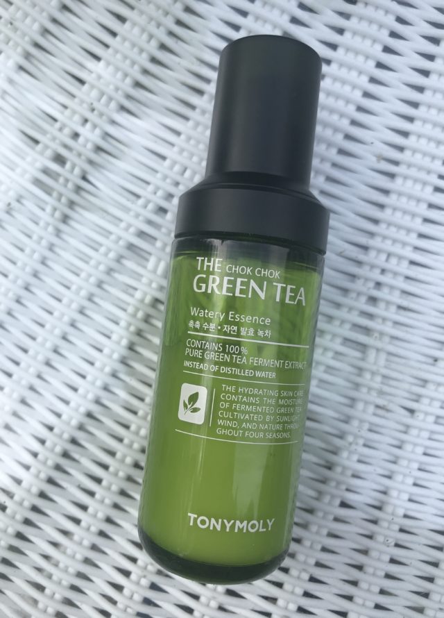 green pump bottle of Tony Moly Green Tea Watery Essence