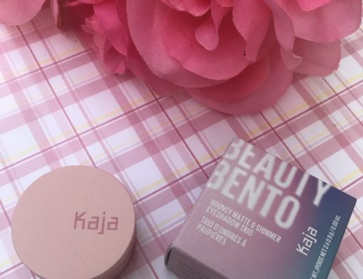 stack and outer box for Kaja Beauty Bento iEyeshadow Trio, Glowing Guava, neversaydiebeauty.com