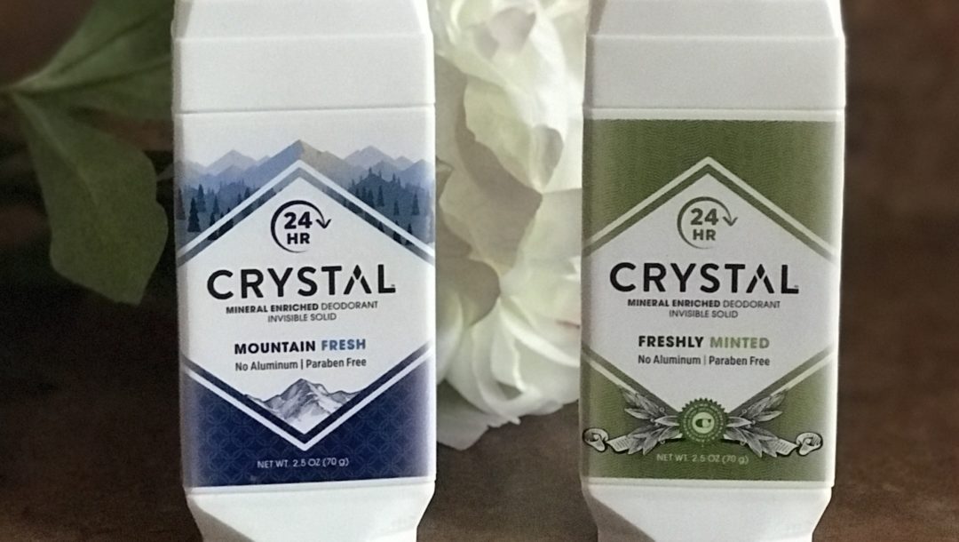 two new Crystal Mineral Enriched Natural Deodorants: Mountain Fresh and Freshly Minted stick deodorants