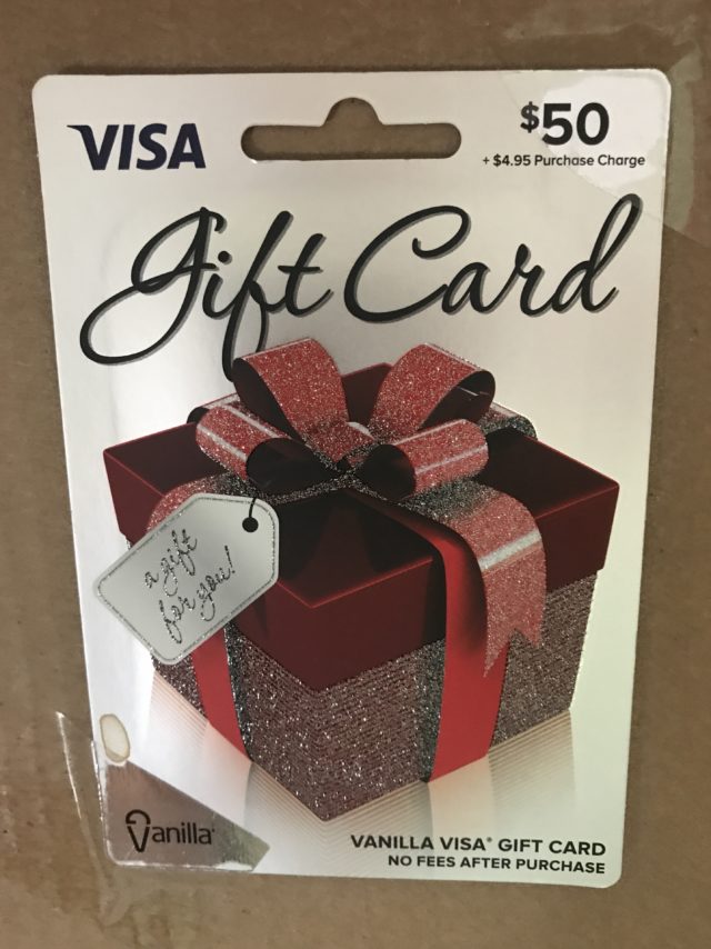 closeup of VISA gift card