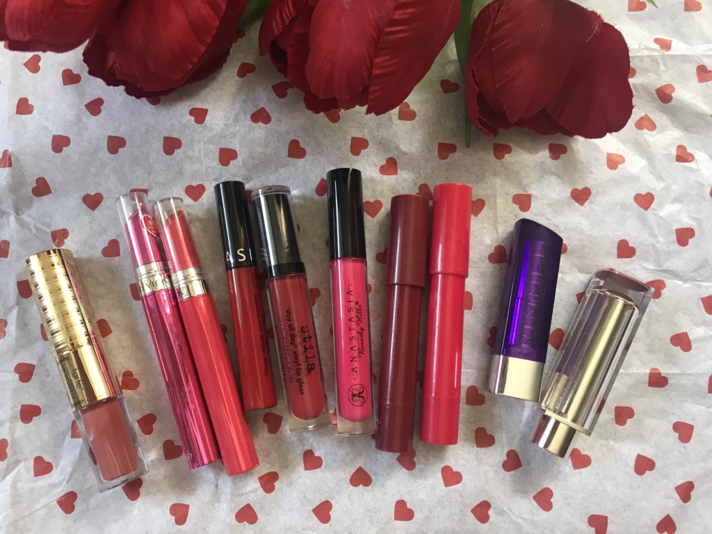 line up of my favorite lipsticks in their tubes