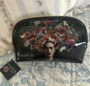 the Frida Kahlo cosmetic bag that I bought at Ulta Beauty