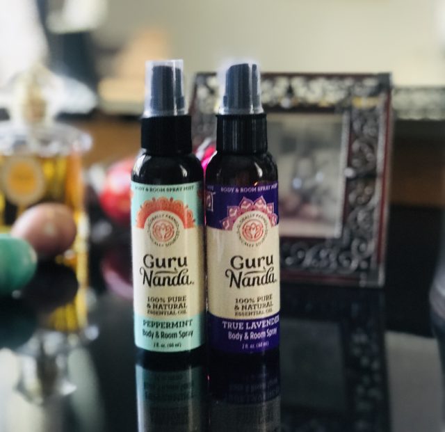 2 spray bottles of Guru Nanda Body & Room Spray: peppermint and lavender