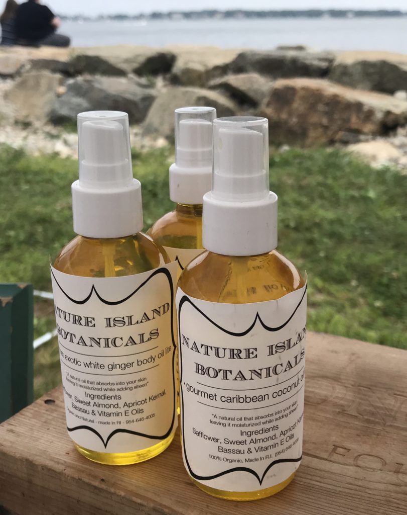 pump bottles of new Nature Island Botanicals Body Oils