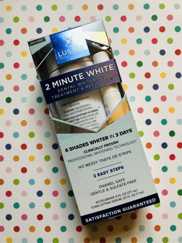 new blue outer packaging for Luster Premium White 2 Minute White kit, 2019
