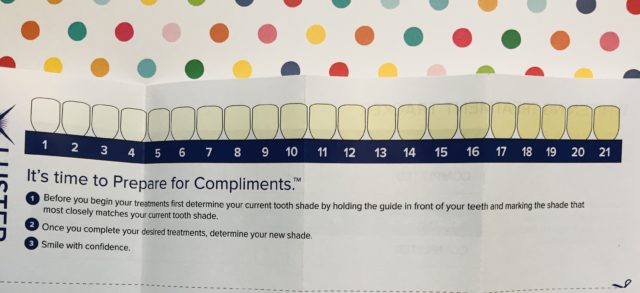 paper teeth whitening chart to keep track of your progress with Luster Premium White teeth whitening kits
