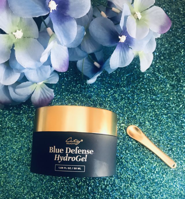jar and golden scoop for City Beauty Blue Defense Hydrogel