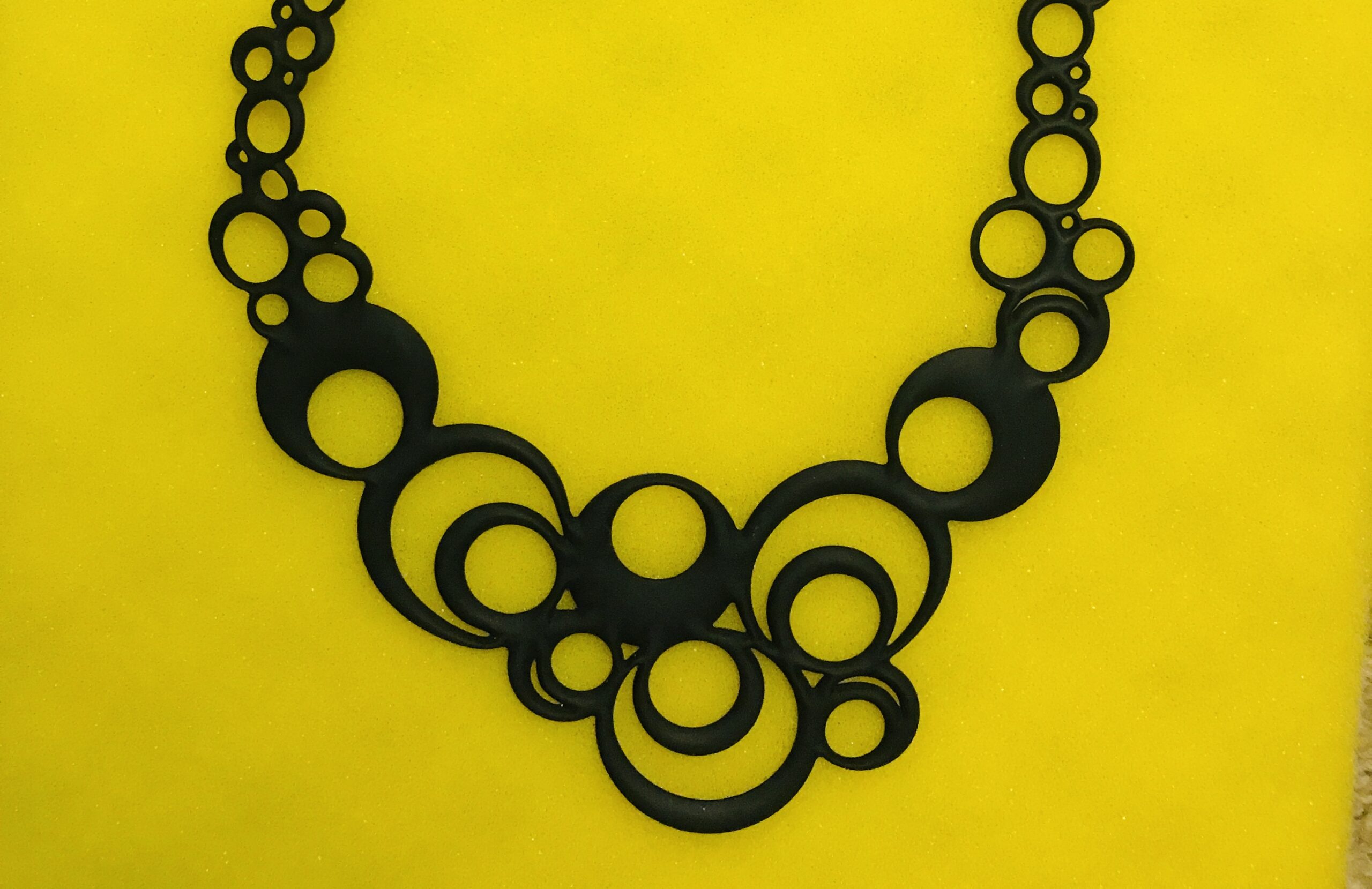 closeup of the lower section of Batacuda Night Bubbles necklace