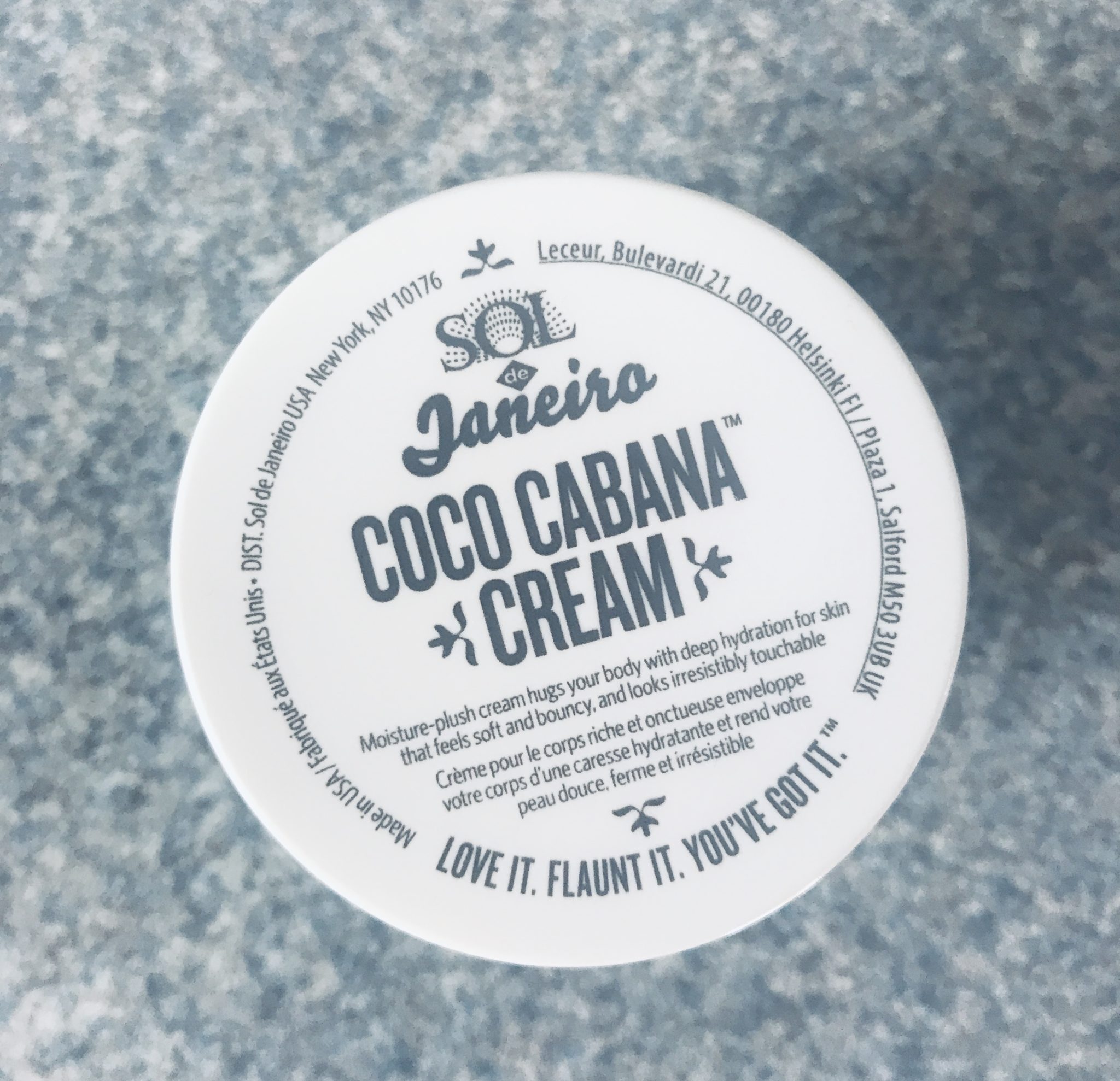 view of the top of the lid of the jar of Coco Cabana Cream