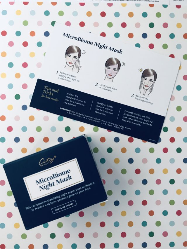 box and instructions for City Beauty MicroBiome Night Mask