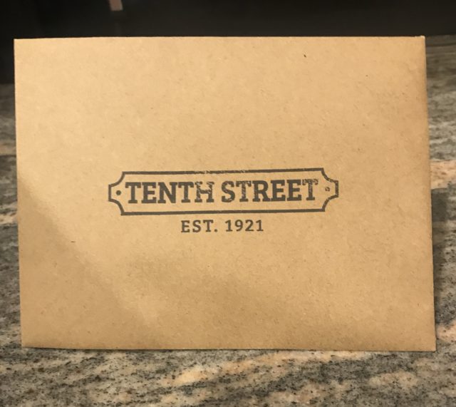 envelope with Tenth Street Hat Co. logo