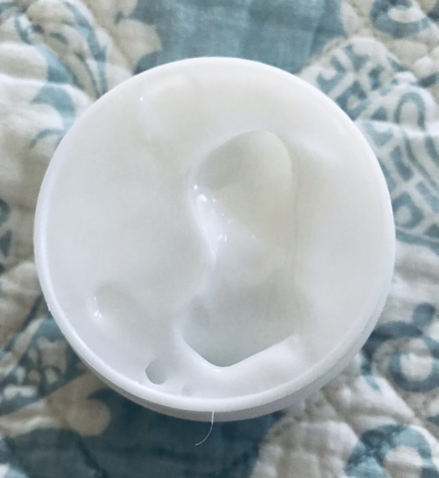 white gel-cream on view in the open jar of Sonia Roselli Water Balm skin prep