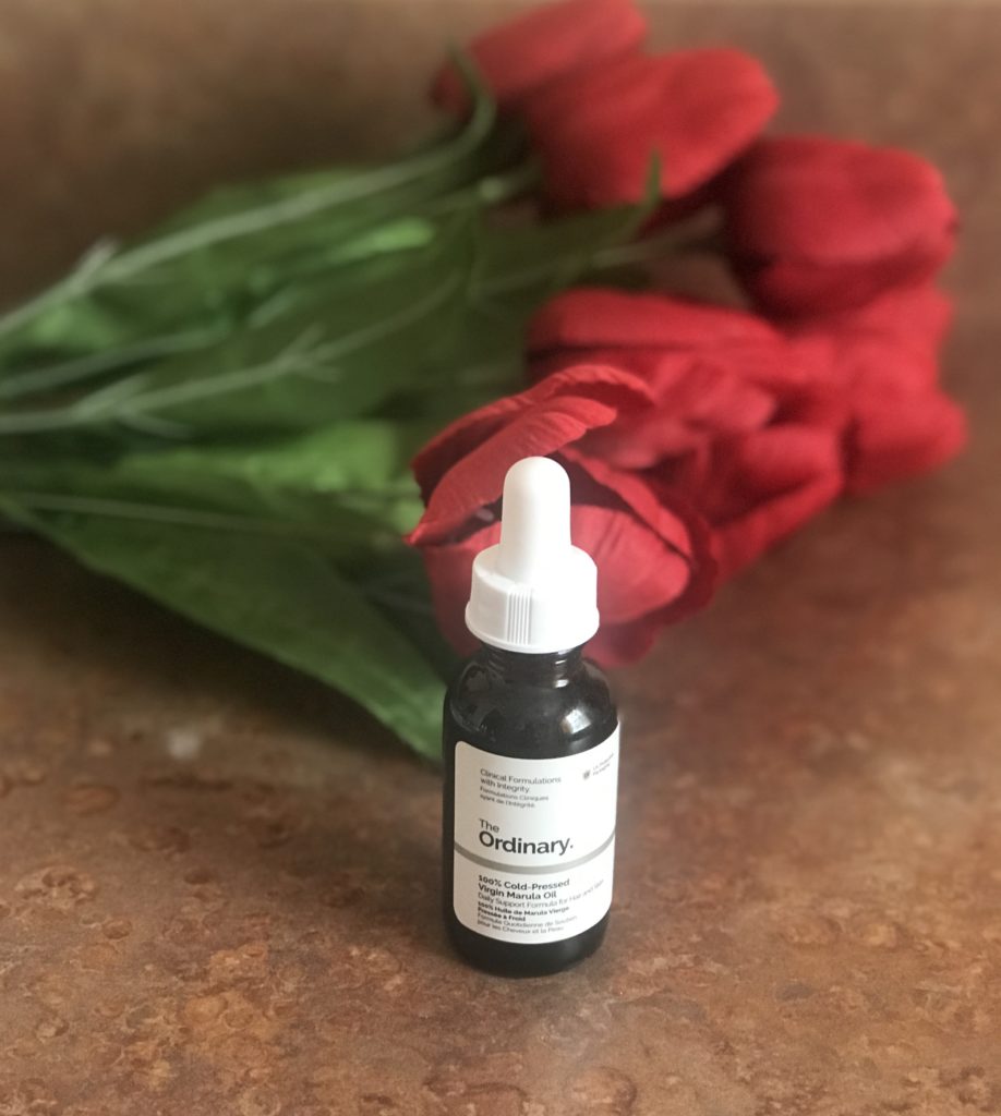 bottle of The Ordinary 100% Cold Pressed Virgin Marula Oil