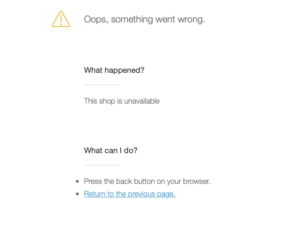screen shot showing an error message from Google