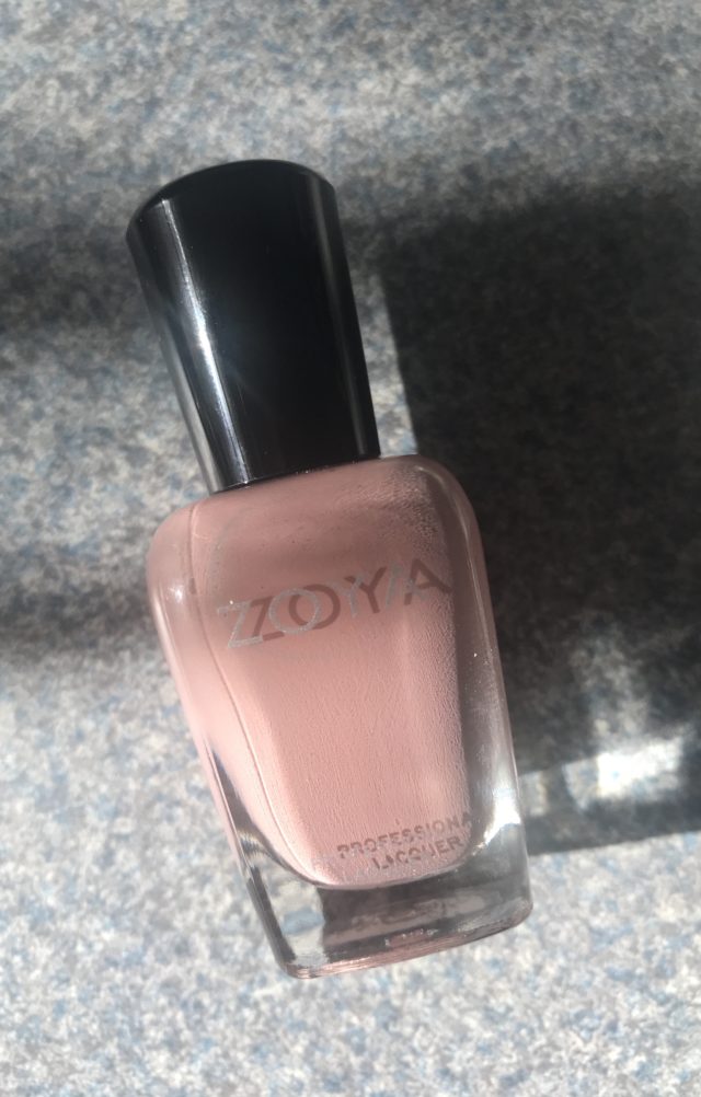 bottle of Zoya Joss nail polish, a pink neutral in the sunshine