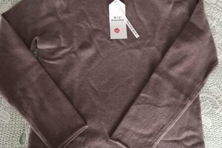 mauve-heather rolled neck, sleeve & bottom cashmere sweater from Chinese retailer Janeswear.com