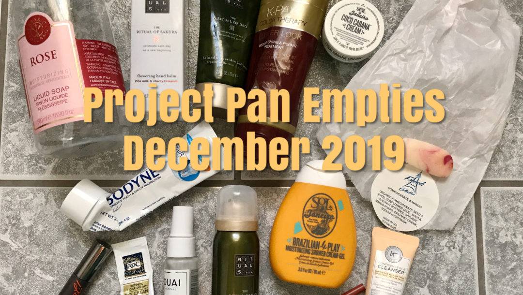 beauty empties for December 2019 with title