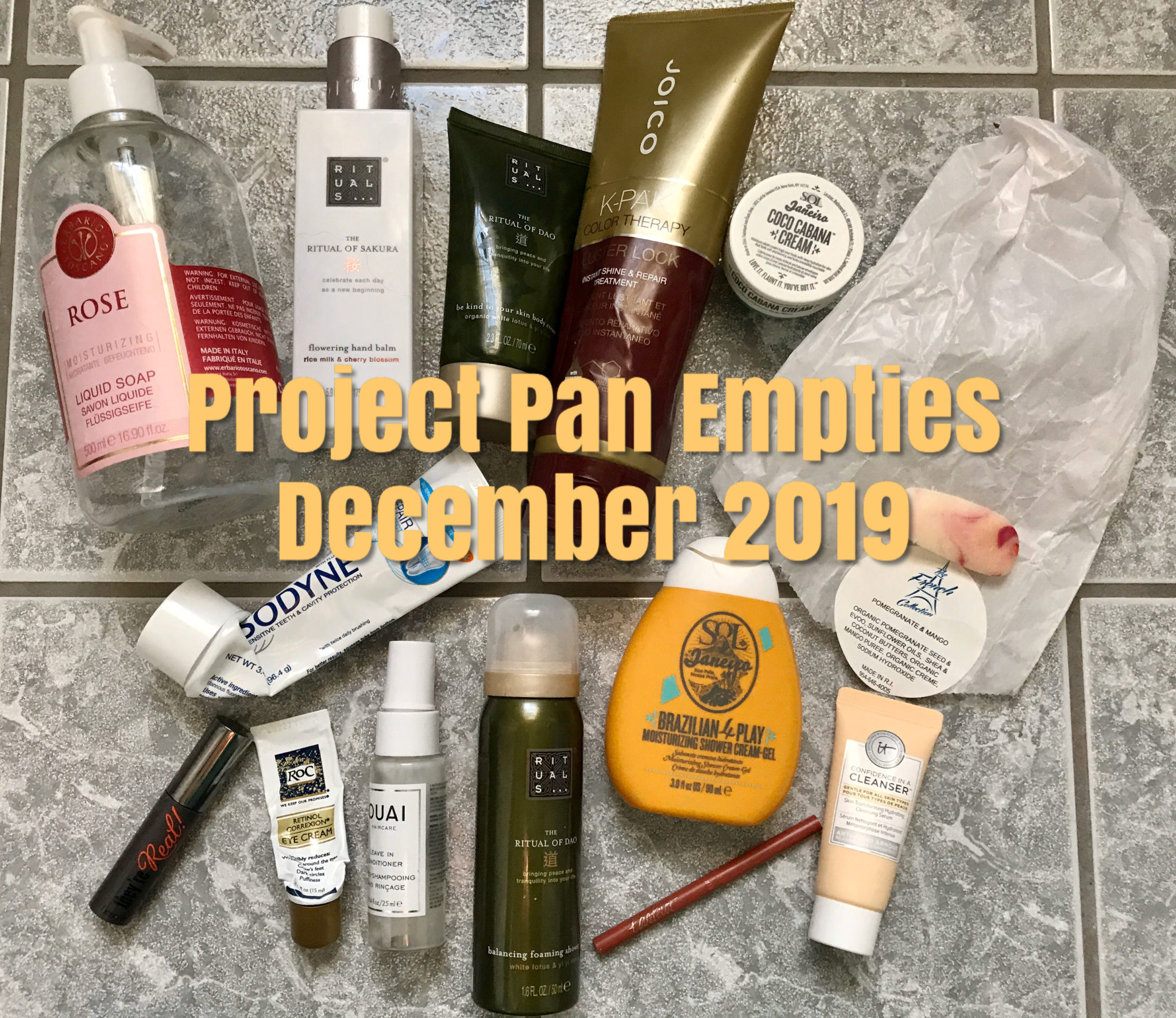 beauty empties for December 2019 with title