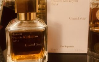 square glass bottle and box of Grand Soir EDP